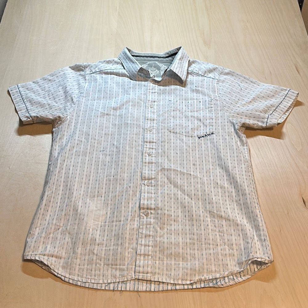 Prana Button Up Short Sleeve Shirt Mens M Made In India Single Pocket